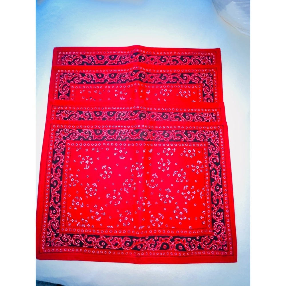 NEW Linens 'N Things Bandana Tablecloth & 4 Placemats Red Cotton 70R Western
